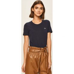Lacoste - T-shirt. Niebieskie bluzki damskie Lacoste, s, bez wzorów, z elastanu, z okrągłym kołnierzem, z krótkim rękawem. W wyprzedaży za 139,90 zł.
