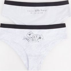 Bawełniane majtki hipster 2 pack - Jasny szar. Szare majtki damskie Reserved, s, z bawełny. Za 39,99 zł.