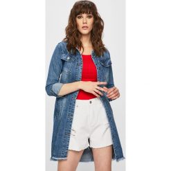 Answear - Kurtka jeansowa. Niebieskie kurtki damskie ANSWEAR, xl, bez wzorów, z elastanu, długie. W wyprzedaży za 179,90 zł.