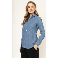 Koszula Polo Ralph Lauren Chambray 211651171. Niebieskie koszulki damskie polo Polo Ralph Lauren, bez wzorów, z bawełny, polo, bez rękawów. W wyprzedaży za 459,00 zł.