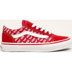 Vans - Tenisówki dziecięce. Czerwone trampki dziewczęce Vans, bez wzorów, ze skóry, na sznurówki. Za 219,90 zł.