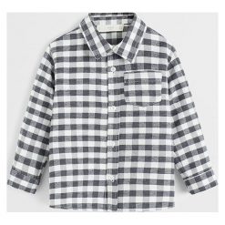 Mango Kids - Koszula dziecięca Caleb 80-104 cm. Białe koszule chłopięce z bawełny, eleganckie, długie. Za 69,90 zł.