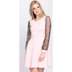 Sukienki hiszpanki: Różowa Sukienka Floral Sleeves