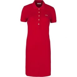 Sukienka Lacoste. Czerwone kombinezony damskie Lacoste, na lato, z aplikacjami, z bawełny, bez kołnierzyka, bez rękawów. Za 329,00 zł.