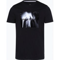 Armani Exchange - T-shirt męski, niebieski. Czarne t-shirty męskie z nadrukiem marki Armani Exchange, l, z materiału, z kapturem. Za 249,95 zł.