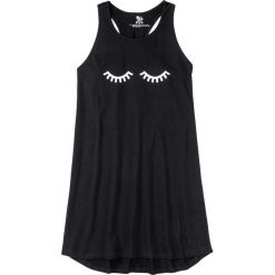 Koszula nocna z tyłem w stylu bokserskiego podkoszulka bonprix czarny. Czarne koszule nocne damskie marki bonprix, z nadrukiem, z materiału, bez rękawów. Za 34,99 zł.