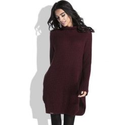 Bordowy Sweter-Tunika z Półgolfem. Czerwone tuniki damskie marki Molly.pl, s, z dzianiny, z golfem. Za 139,90 zł.