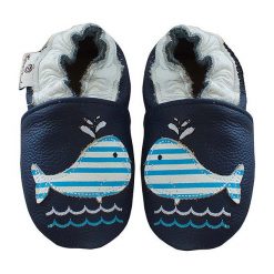 Buciki niemowlęce chłopięce: Skórzane buty niemowlęce "Happy Whale" w kolorze granatowym