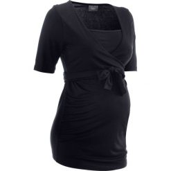 Shirt dla ciężarnych i karmiących bonprix czarny. Czarne bluzki ciążowe bonprix, w paski, z dekoltem w serek, bez rękawów. Za 74,99 zł.