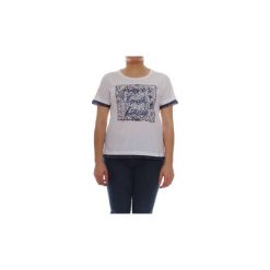 T-shirty z krótkim rękawem Elena Miro' G431L0 8320. Białe t-shirty damskie Elena Miro', s, bez wzorów, bez kołnierzyka. Za 414,43 zł.