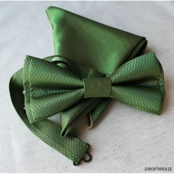 MUCHA Zielona z Poszetką w Opakowaniu. Zielone muszki męskie Pakamera, w paski, eleganckie. Za 99,00 zł.