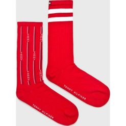 Tommy Hilfiger - Skarpetki (2-pack). Czerwone skarpetki damskie marki TOMMY HILFIGER, z elastanu. W wyprzedaży za 39,90 zł.