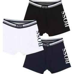 Boss - Bokserki dziecięce 116-174 cm (3-pack). Niebieskie majtki chłopięce Boss, z nadrukiem, z elastanu. Za 219,90 zł.