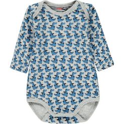 Body w kolorze szaro-niebieskim. Szare body niemowlęce Kanz, z nadrukiem, z bawełny. W wyprzedaży za 22,95 zł.