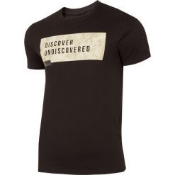 T-shirt męski TSM005 - głęboka czerń. Czarne koszulki męskie 4f, m, bez wzorów, z jersey, bez kołnierzyka. W wyprzedaży za 44,99 zł.