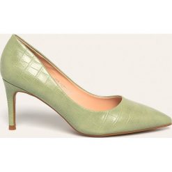 Answear - Szpilki Ideal Shoes. Zielone szpilki ANSWEAR, bez wzorów, ze skóry ekologicznej, bez obcasa, na obcasie, bez zapięcia. W wyprzedaży za 99,90 zł.