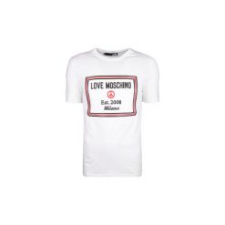 T-shirty z krótkim rękawem Love Moschino M 4 731 65 E 1811. Białe t-shirty męskie Love Moschino, xxl, bez wzorów, bez kołnierzyka, krótkie. Za 349,00 zł.
