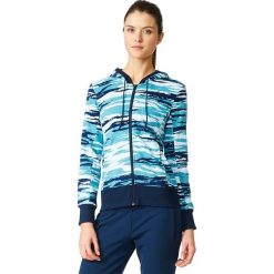 Bluzy damskie: Adidas Bluza damska Essentials Hoody All Over Print granatowo-niebieska r. 2XS (AY4877)