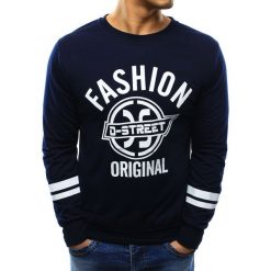 Bluzy męskie: Bluza męska z nadrukiem granatowa (bx3350)