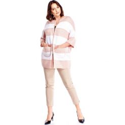 Elegancki sweter w pasy z kieszeniami - multikolor, 2. Swetry damskie e-margeritka.pl, na wiosnę, bez wzorów, z wełny, eleganckie, bez rękawów, bez kaptura. Za 149,99 zł.