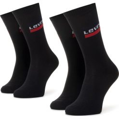 Zestaw 2 par wysokich skarpet unisex LEVI'S® - 37157-0157 Black. Czarne skarpetki damskie bez wzorów, z elastanu. Za 39,00 zł.