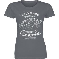 Gra o Tron House Stark - Lone Wolf Koszulka damska ciemnoszary. Szare t-shirty damskie marki Gra o Tron, l, bez wzorów, bez kołnierzyka. Za 74,90 zł.