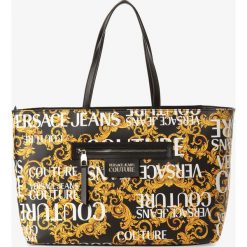 Versace Jeans - Damska torba shopper, czarny. Czarne torby damskie na zakupy Versace Jeans, z nadrukiem, z jeansu, z nadrukiem, bez dodatków. Za 799,95 zł.