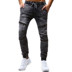 Joggery męskie: Joggery jeansowe męskie szare (ux1183)
