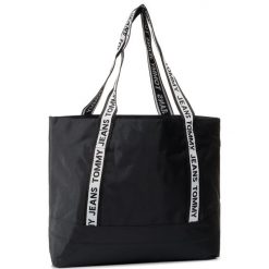Torba TOMMY JEANS - Tjw Logo Tape Nylon Tote AW0AW08087 BDS. Czarne plecaki męskie Tommy Jeans, bez wzorów, z jeansu, sportowe. W wyprzedaży za 319,00 zł.