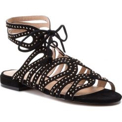 Sandały LIU JO - Sandalo Flat Ibis S18047 P0021 Black/Gold 01040. Czarne klapki damskie marki Liu Jo, z aplikacjami, ze skóry, bez obcasa, na obcasie. W wyprzedaży za 479,00 zł.
