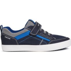 Geox - Buty dziecięce. Niebieskie trampki chłopięce Geox, bez wzorów, ze skóry, sportowe, z okrągłym noskiem, bez zapięcia. Za 259,90 zł.