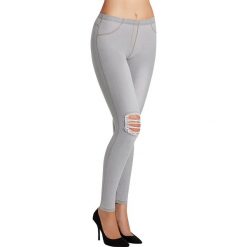 Damskie legginsy Carlita w dżinsowym stylu. Szare legginsy Astratex, s, z elastanu. Za 126,99 zł.