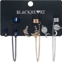 Blackheart Planet Star Moon Ear Cuffs Kolczyki - Earpin wielokolorowy. Czarne kolczyki damskie marki Blackheart, szklane. Za 42,90 zł.