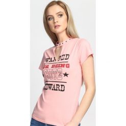 Różowy T-shirt You Say No. Różowe t-shirty damskie marki Born2be, s, z nadrukiem, z okrągłym kołnierzem. Za 39,99 zł.