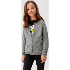 Mango Kids - Kardigan dziecięcy Emma5 110-164 cm. Szare swetry dziewczęce z bawełny. W wyprzedaży za 49,90 zł.