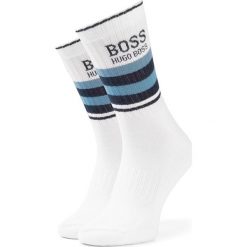 Skarpety Wysokie Męskie BOSS - Qs Rib Stripe Cc 50409503 102. Białe skarpetki męskie Boss, bez wzorów, z elastanu. Za 49,00 zł.