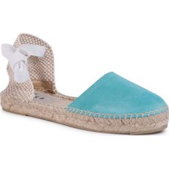 Espadryle MANEBI - Flat Valenciana M 3.6 P0 Aquamarine. Niebieskie espadryle damskie Manebi, bez wzorów, ze skóry, bez obcasa. W wyprzedaży za 279,00 zł.