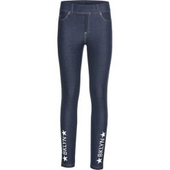 Legginsy o wyglądzie dżinsów bonprix niebiesko-biały. Niebieskie jeansy damskie bonprix, z nadrukiem, z jeansu. Za 89,99 zł.
