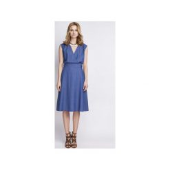 SUKIENKA W STYLU RETRO JEANSOWA, SUK126. Niebieskie sukienki damskie na komunię marki Lanti, w paski, z poliesteru, retro. Za 169,00 zł.