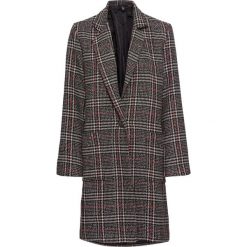 Płaszcz z materiału w optyce wełny bonprix szaro-biało-czerwony w kratę. Szare kurtki damskie bonprix, bez wzorów, z wełny. Za 124,99 zł.