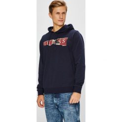 Guess Jeans - Bluza Jimmy. Szare bluzy męskie rozpinane Guess Jeans, m, z aplikacjami, z bawełny, z kapturem. Za 369,90 zł.