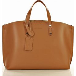 MARCO MAZZINI Skórzana torebka shopper aktówka camel. Brązowe aktówki damskie MAZZINI, w paski, ze skóry, biznesowe, zdobione, bez dodatków. Za 299,00 zł.