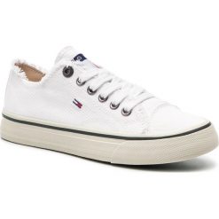 Tenisówki TOMMY JEANS - Lowcut Tommy Jeans Sneaker EN0EN00659 White 100. Białe półbuty damskie Tommy Jeans, bez wzorów, z jeansu, bez zapięcia. Za 299,00 zł.
