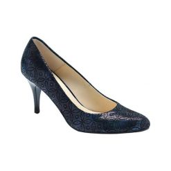 Buty ślubne damskie: Skórzane czółenka w kolorze granatowym