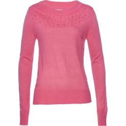 Sweter z perełkami bonprix pastelowy dymny różowy. Różowe swetry damskie bonprix, bez wzorów, bez rękawów, bez kaptura. Za 37,99 zł.