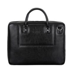 SKÓRZANA MĘSKA TORBA NA LAPTOPA SOLIER HELLA Czarny. Czarne torby męskie skórzane Solier, bez wzorów, ze skóry, eleganckie, na ramię. Za 549,00 zł.