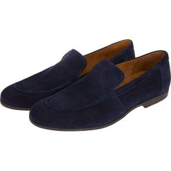 Buty Granatowe Brandon. Brązowe mokasyny męskie LANCERTO, na lato, z bawełny, eleganckie. W wyprzedaży za 299,90 zł.
