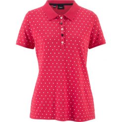 Shirt polo "pique", w kropki bonprix czerwono-biały w kropki. Czerwone koszulki damskie bonprix, bez wzorów, polo, bez rękawów. Za 24,99 zł.