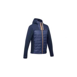 Sweter turystyczny NH500 Hybrid męski. Szare swetry męskie QUECHUA, xs, bez wzorów, z poliesteru, bez kołnierzyka, bez kaptura. Za 99,99 zł.