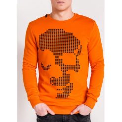 Bluza męska bez kaptura z nadrukiem B904 - pomarańczowa/czarna. Pomarańczowe bluzy męskie Ombre Clothing, s, z nadrukiem, z bawełny, z kapturem, bez rękawów, bez kaptura. Za 35,00 zł.